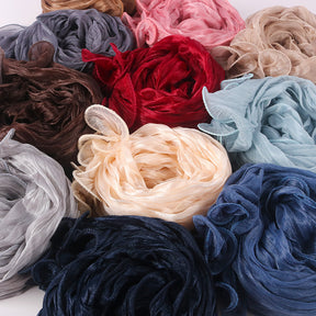 WJ090  Plain breathable bright silk bubble crepe hijab