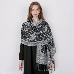 MY01 Cashmere Shawl Women's Scarf Cashew Jacquard