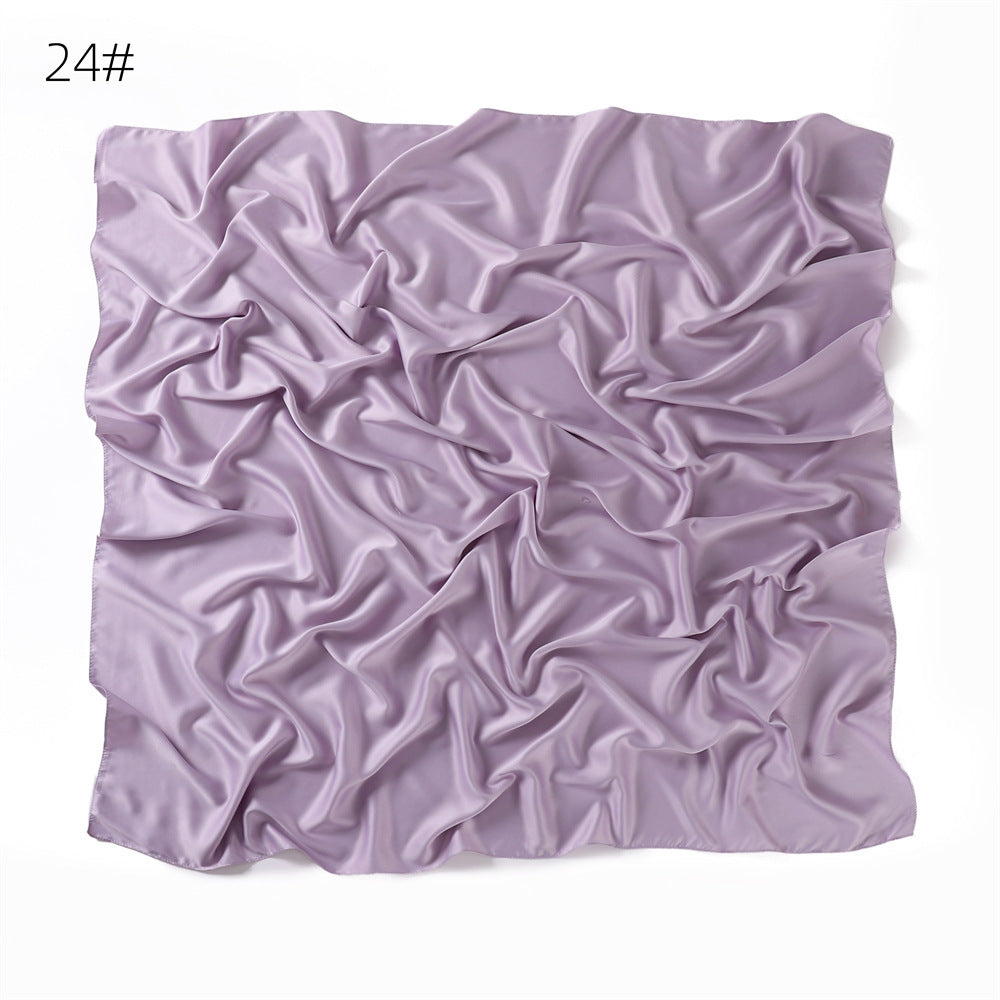 YZ190   90cm matte color ding imitation silk satin solid color square scarf shawl scarf dual purpose scarf scarf woman