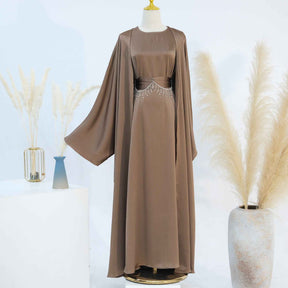 LR806  Elegant Abaya Two-Piece Set + Crystal Chain
