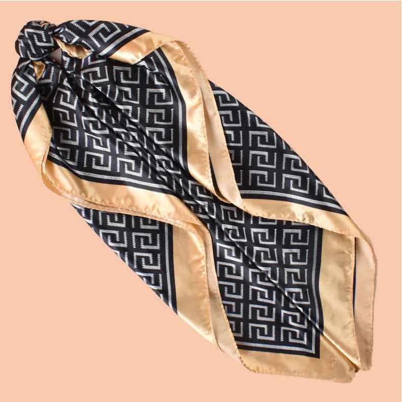 D546 90*90cm Printed Satin Square Scarf - MOQ:3