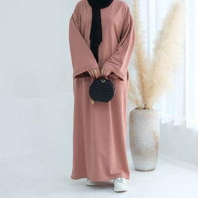 LR737  Plain Hooded Sweatshirt Abaya Dress