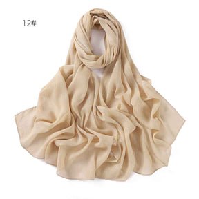 YZ175  Plain Lurex Chiffon Hijab with Fine Pleats