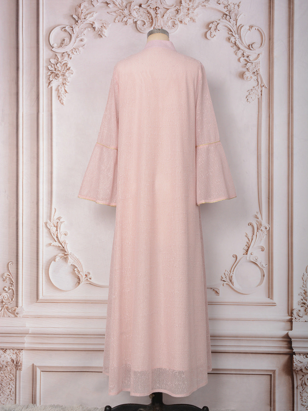 MT557  Stand Collar Sequin Beaded Embroidered Luxury Dress