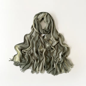 SS007  Gradient Rainbow Collection Short Tassel Crinkled Hijab