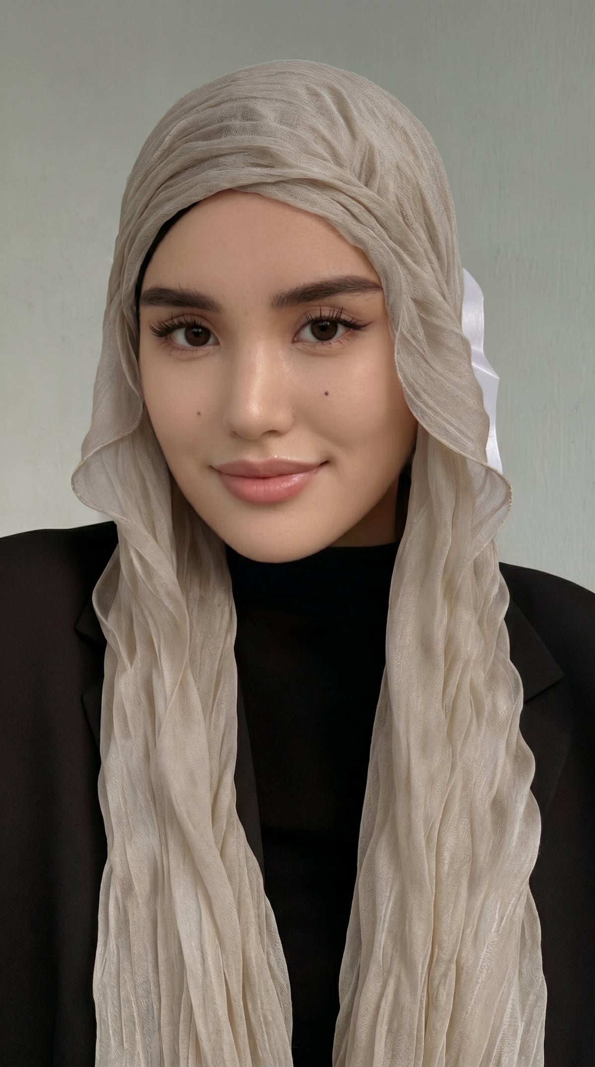 WJ090  Plain breathable bright silk bubble crepe hijab