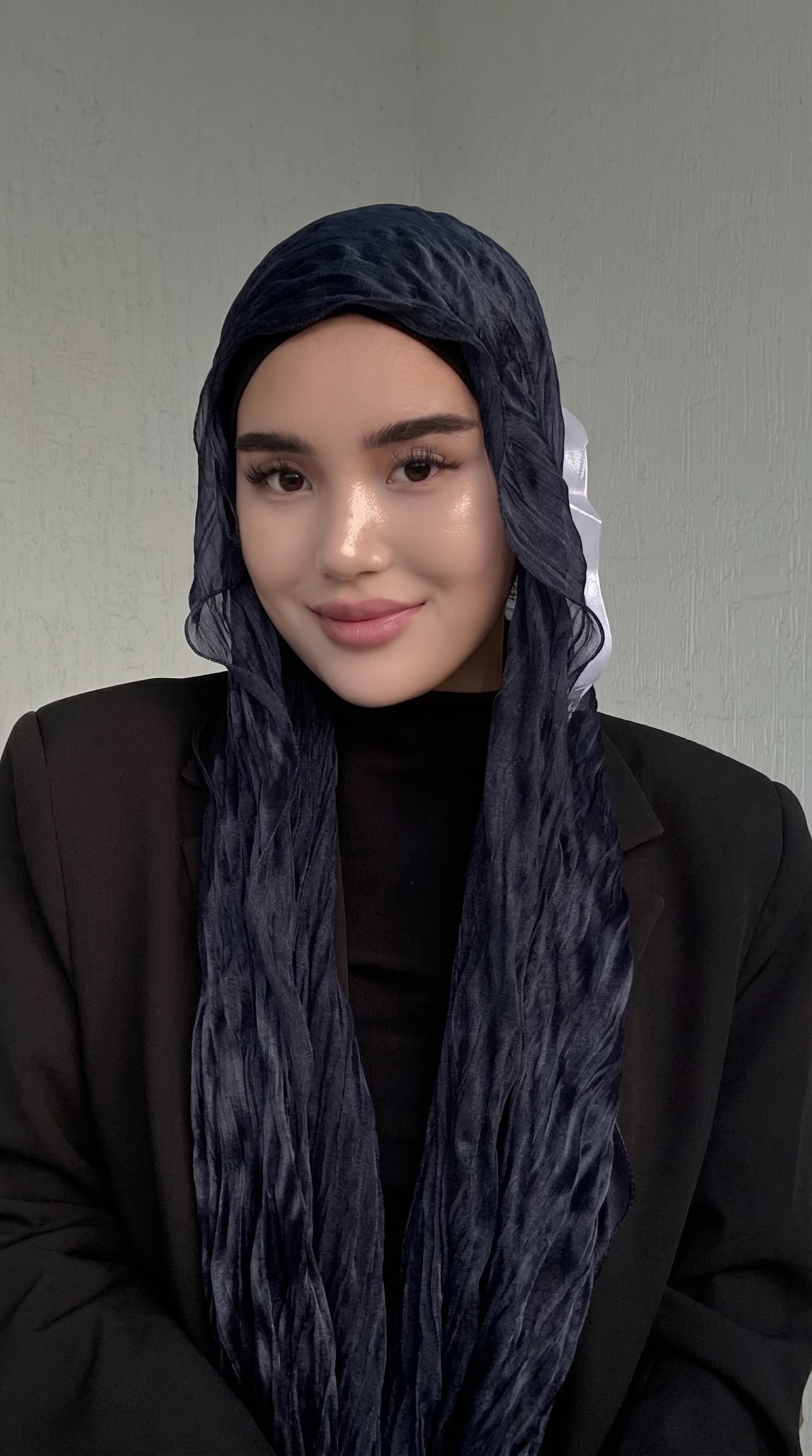WJ090  Plain breathable bright silk bubble crepe hijab