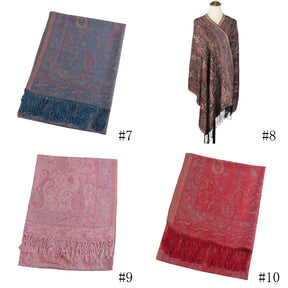 WJ046  Paisley Faux Cashmere Tassel Layering Scarf