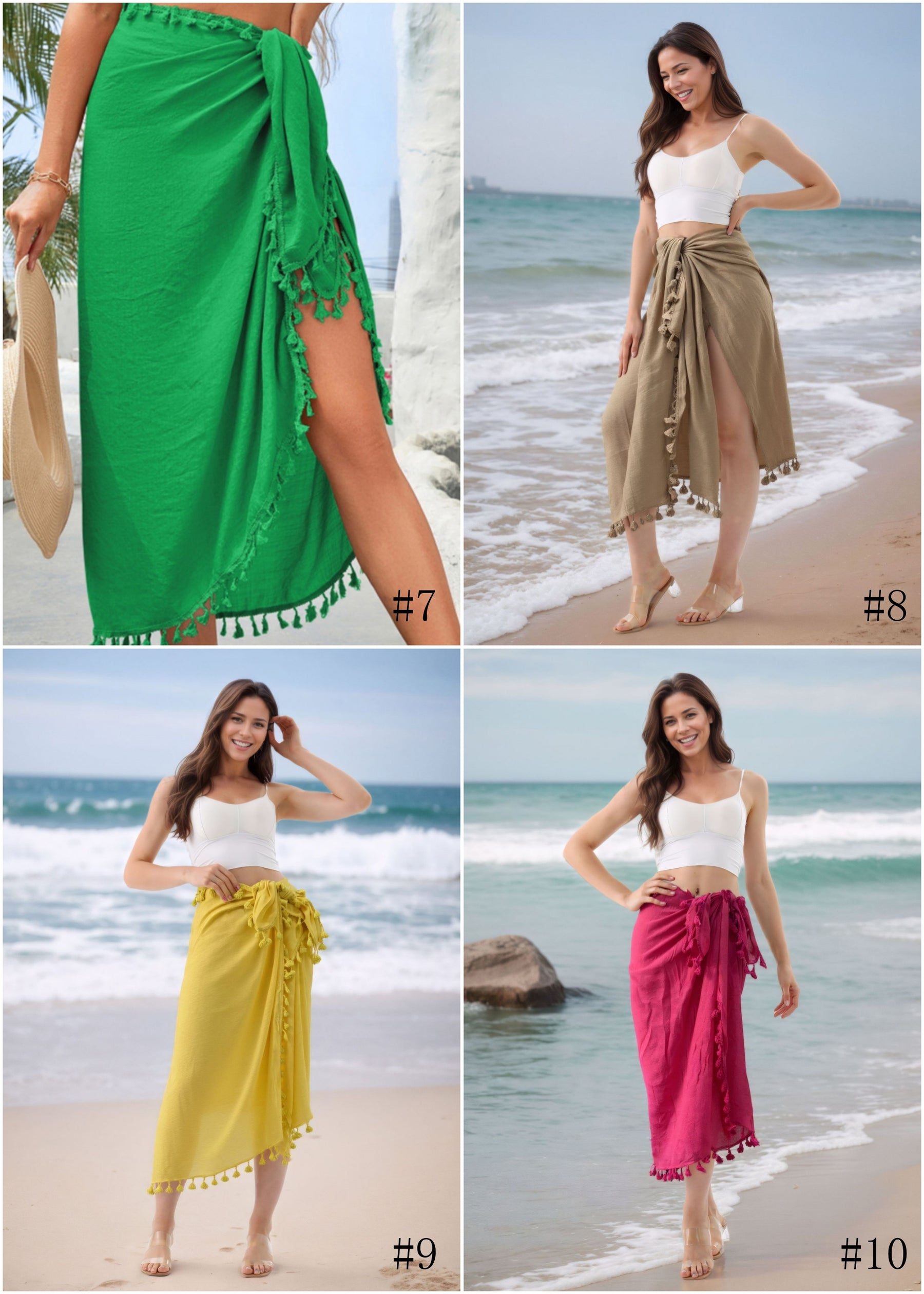 SL31  Half-length tassel shawl sun protection wrap skirt