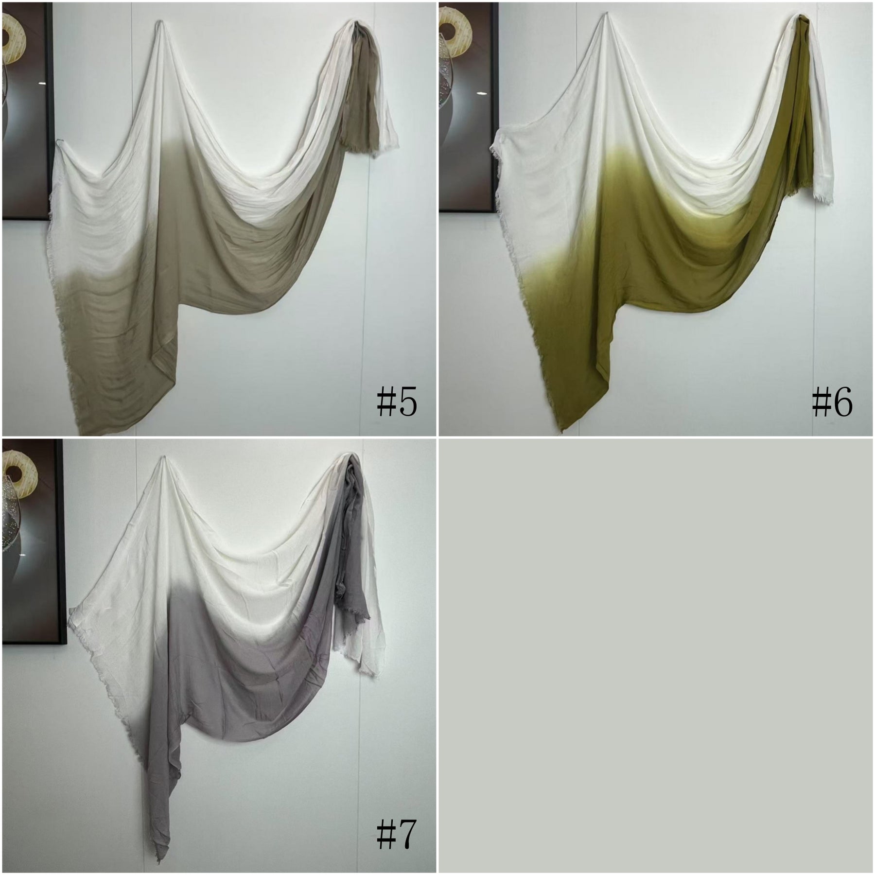 YC006  Striped Gradient Crinkled Short Tassel Printed Modal Hijab