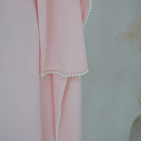 LR1167  Plain Scuba Beaded Shawl + Long Sleeve Dress Set