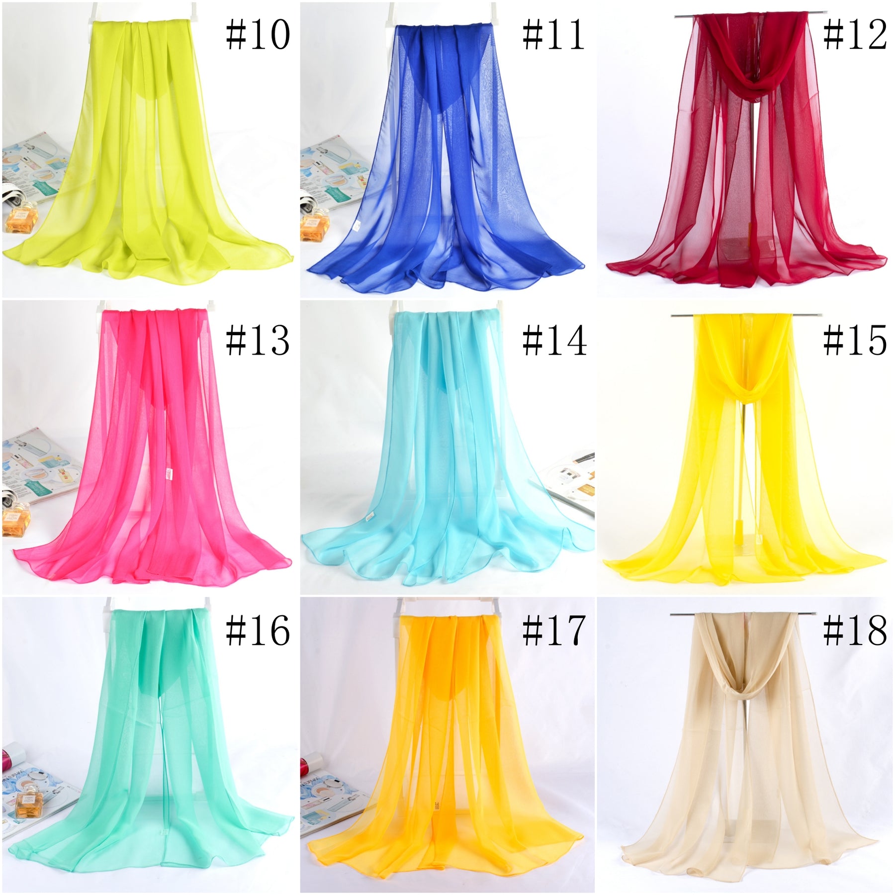 QWS05  Long Plain Chiffon Sun Protection Hijab