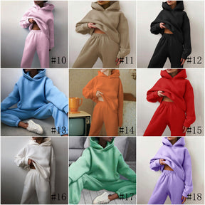 21660  Fashion Sporty Plain Hooded Sweatshirt Casual Set Abaya