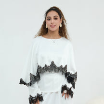 LR1178  Lace-Trim Polyester Top with Shawl & Skirt Set - Sold Separately
