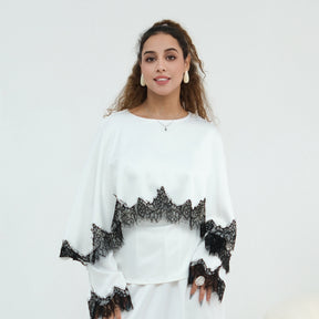 LR1178  Lace-Trim Polyester Top with Shawl & Skirt Set - Sold Separately