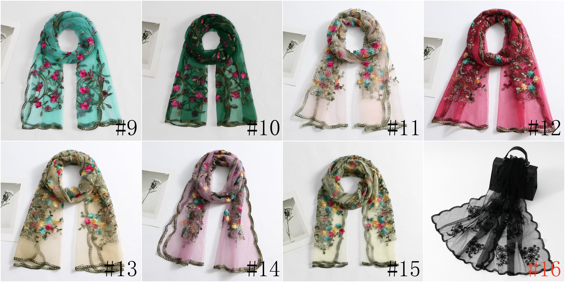 VE154  Nylon Embroidered Breathable Lightweight Hijab