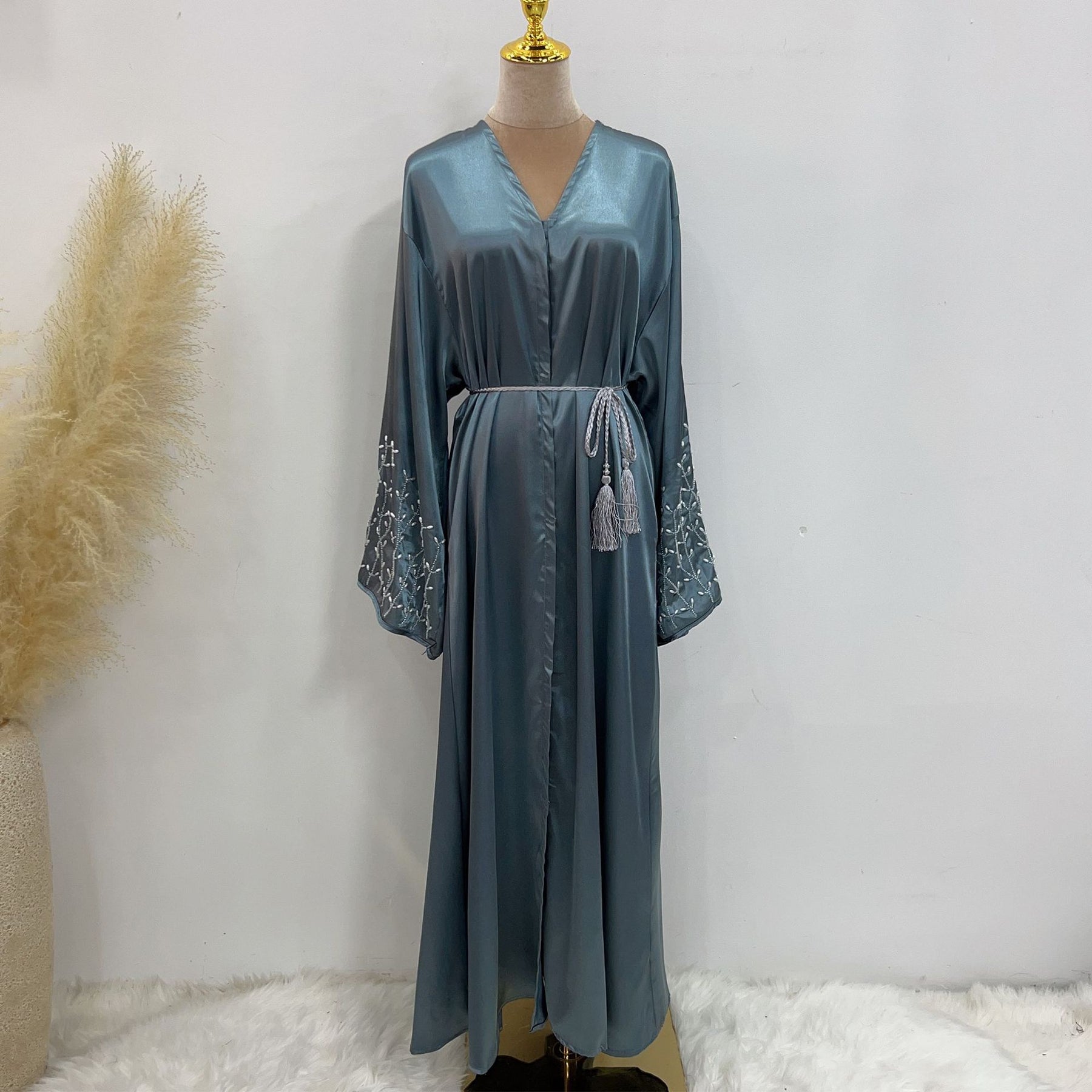 LR612  Party Daily Solid Color Handmade Beaded Dress Robe