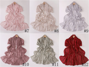 W-0625  Sea Island Silk Bright Silk Hijab with Rhinestone Bow
