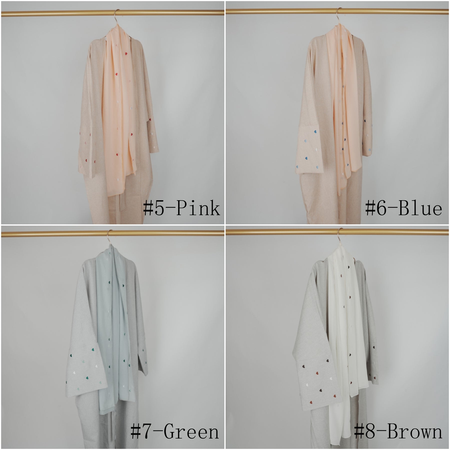 MA002 Hijab modal - Abaya de manga larga con bordado de corazón
