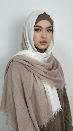 YC006  Striped Gradient Crinkled Short Tassel Printed Modal Hijab
