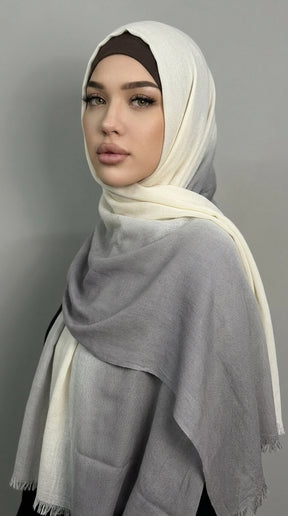 YC006  Striped Gradient Crinkled Short Tassel Printed Modal Hijab