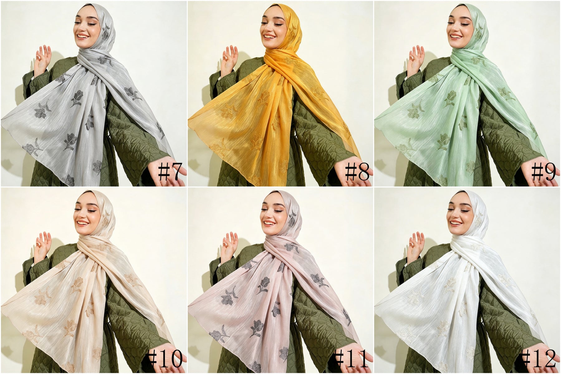 WJ103  Sea Island Silk Embroidered Sun Protection Hijab