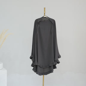 HJ912  Plain Polyester Ruffle Wide-Drape Hijab