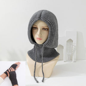CGS-M380  Plain Jersey Knit Acrylic Hijab Cap Gloves Set