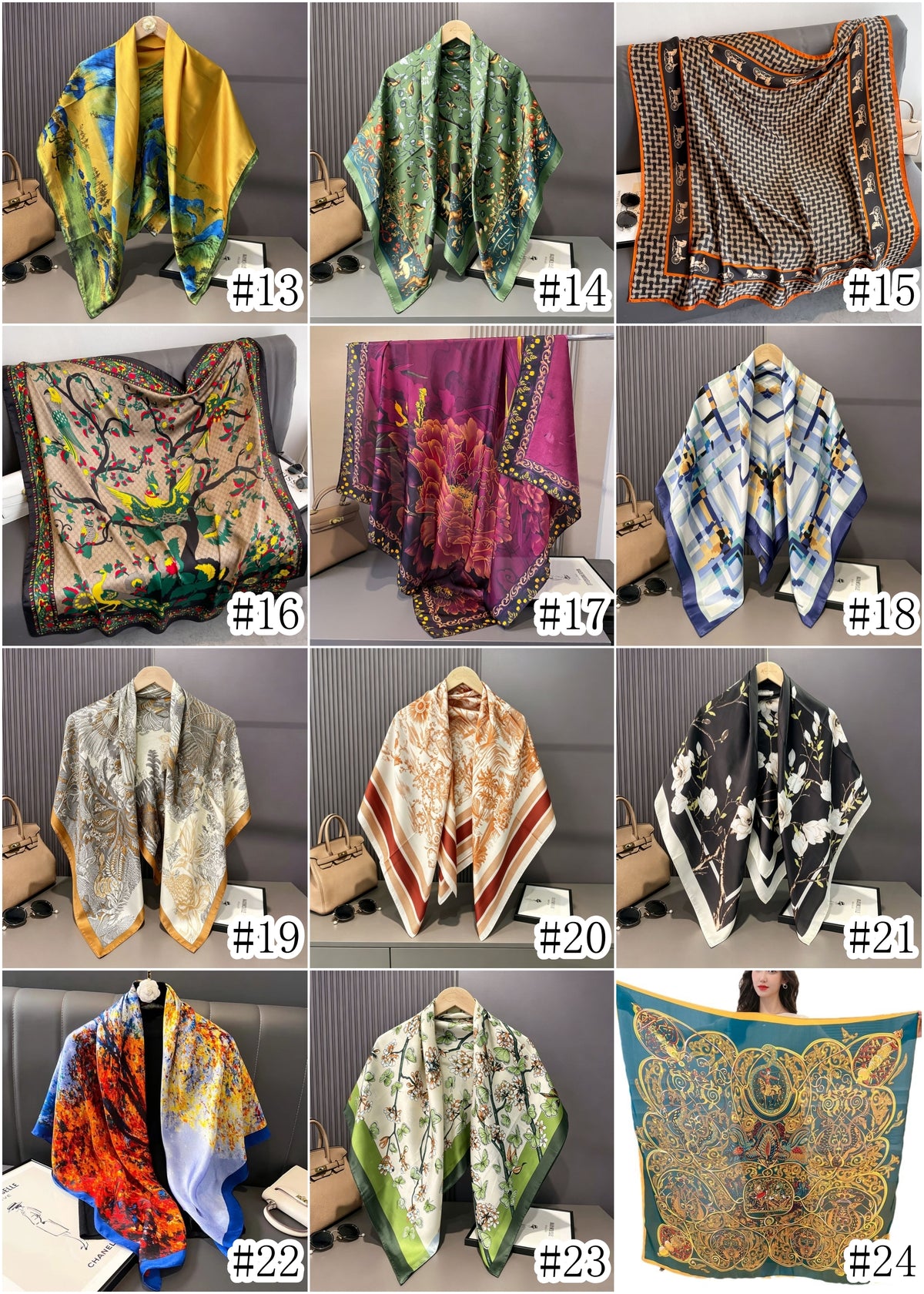 S11001  110*110 cm Printed Silk-Look Large Square Scarf