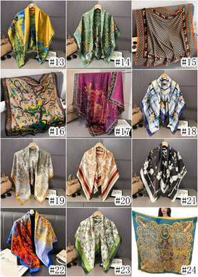 S11001  110*110 cm Printed Silk-Look Large Square Scarf
