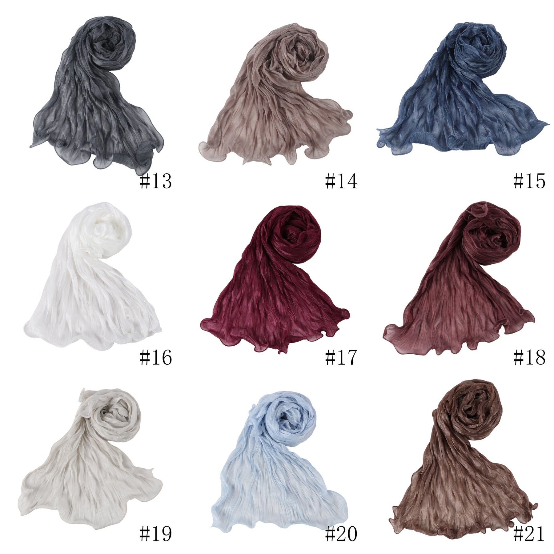 WJ090  Plain breathable bright silk bubble crepe hijab