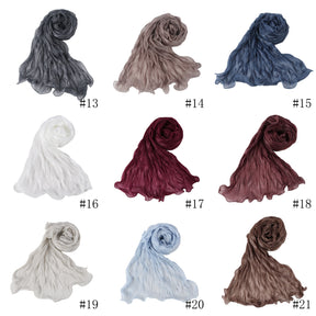WJ090  Plain breathable bright silk bubble crepe hijab