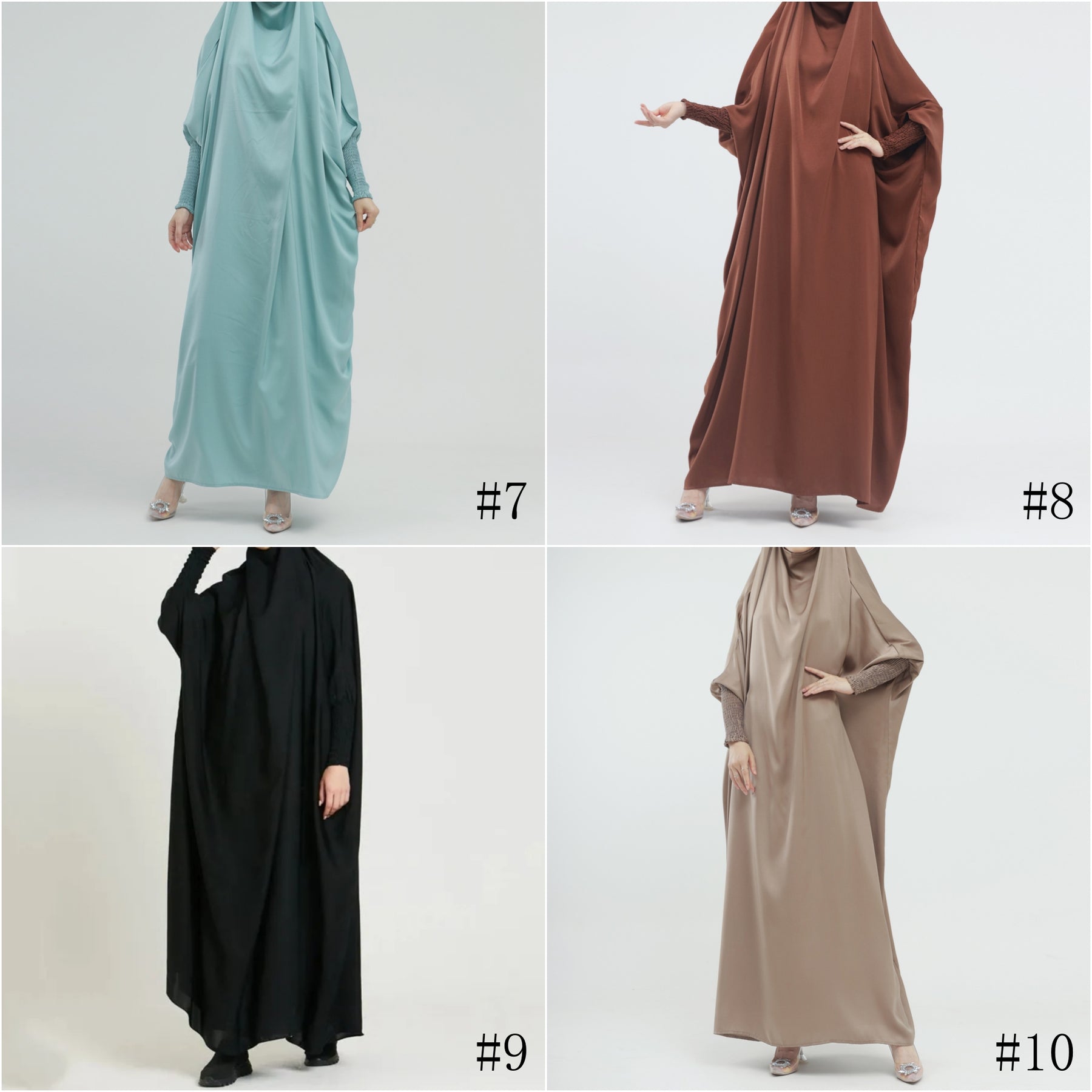 LR484   Plain plus size hijab-integrated dress