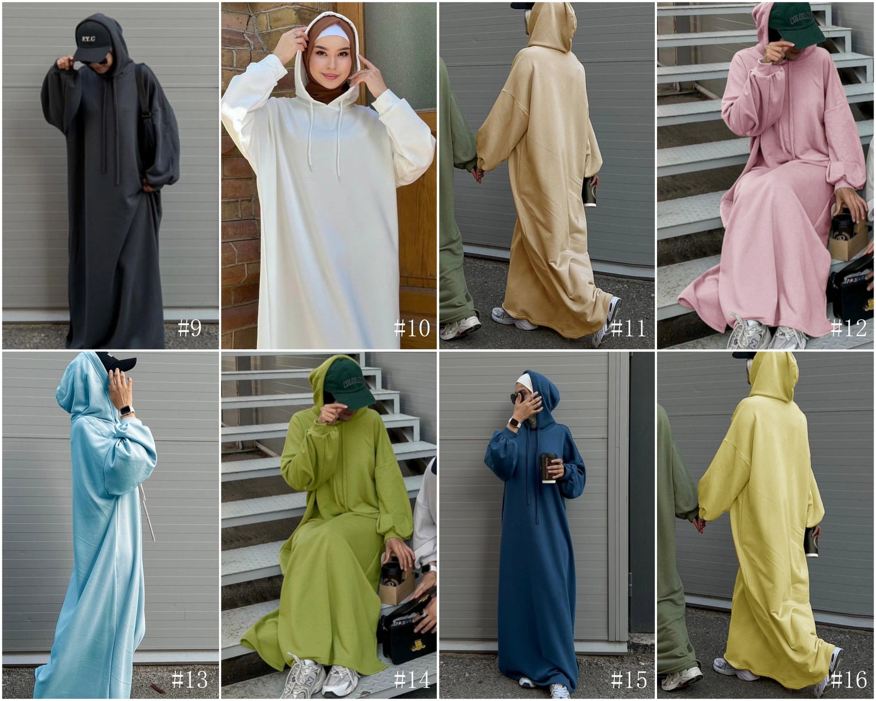 LR921  Plain Hooded Sweatshirt Dress