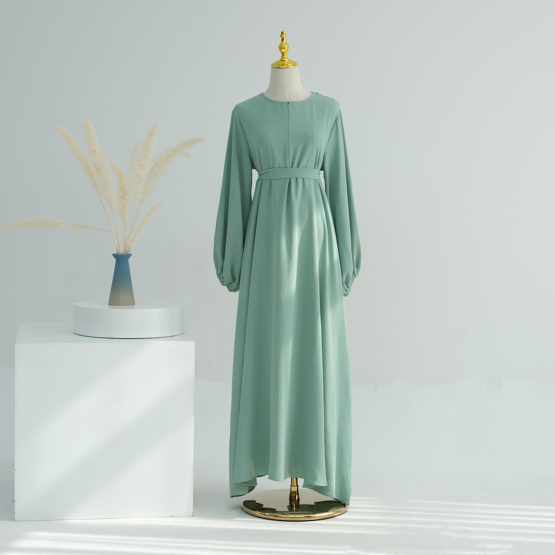 LR708  Plain Viscose Elastic Cuff Dress