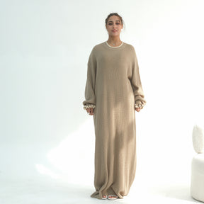 LR1108  Autumn/Winter Contrast-Color Faux Cashmere Jersey Dress