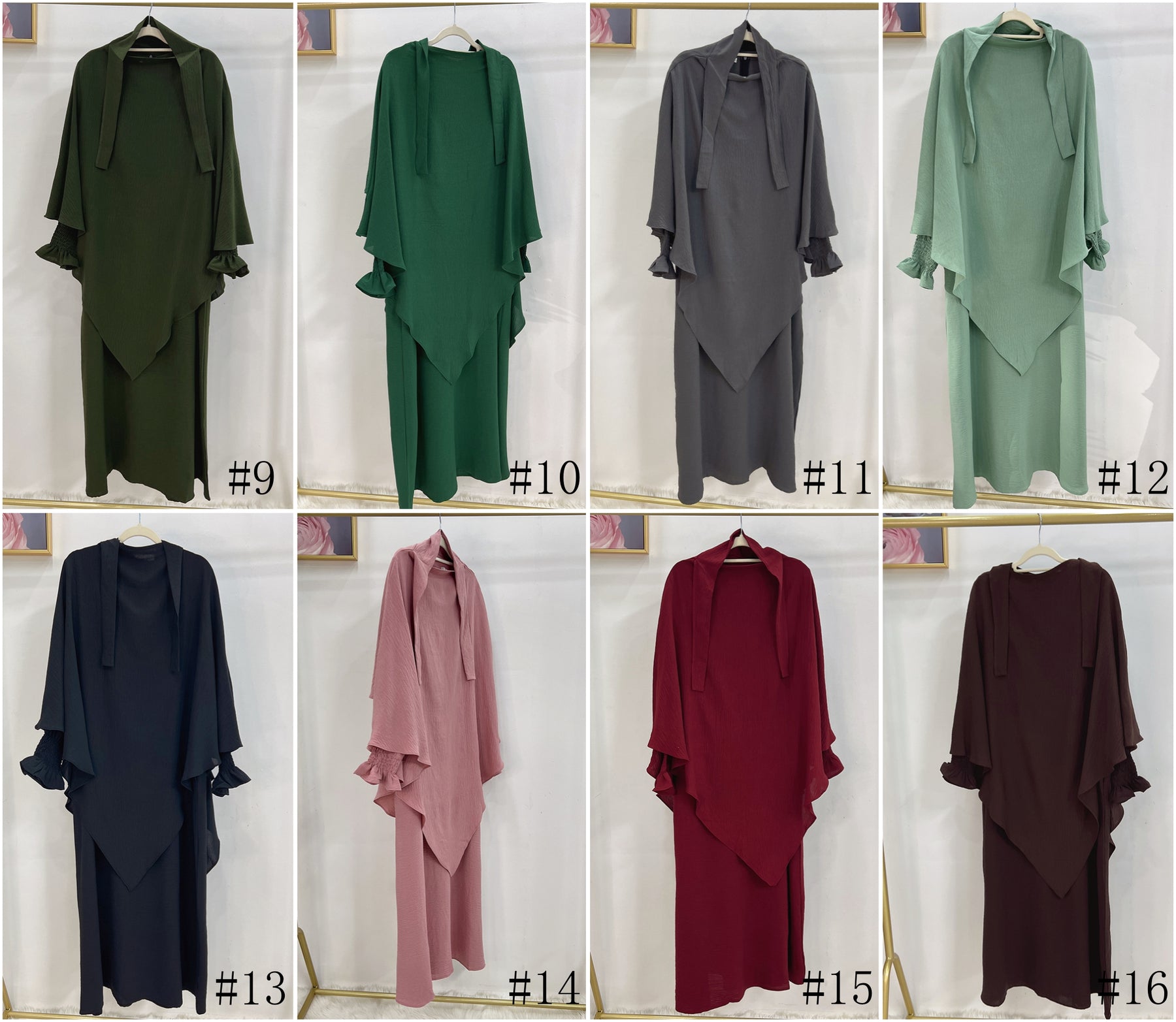 LR591+HJ907  Plain Dress with Single-Layer Hijab Set