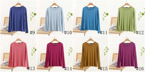 JC001  Crew Neck Modal Long Sleeve Loose Stretch Top