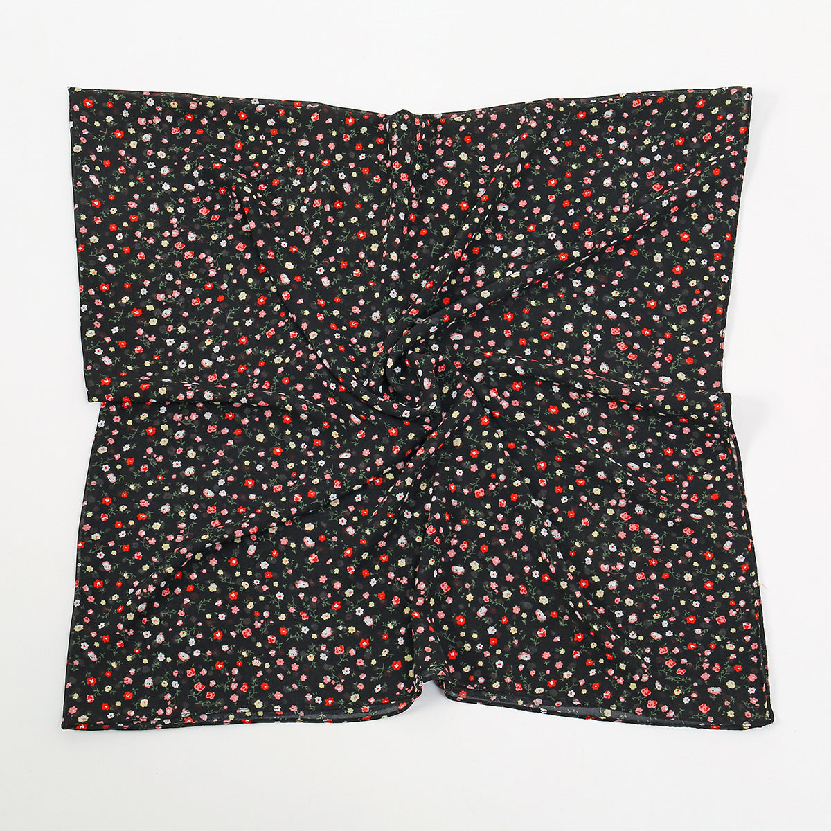 YW361  145*145cm small floral printed chiffon square scarf
