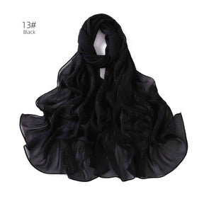 YZ175  Plain Lurex Chiffon Hijab with Fine Pleats