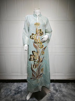 AB485  Mesh Embroidered Maxi Dress Ethnic Women's Clothing