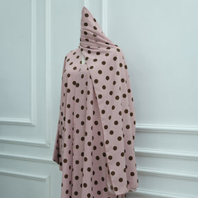LR1119  Women's Vibrant Polka Dot Cardigan & Hijab 2-Piece Set