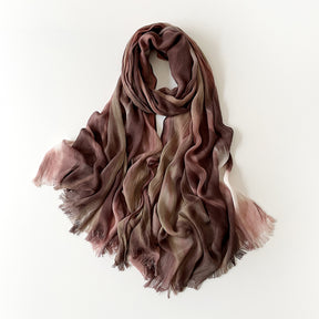 SS007  Gradient Rainbow Collection Short Tassel Crinkled Hijab