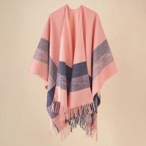 Plaid blanket warm fringed cardigan shawl for autumn and winter