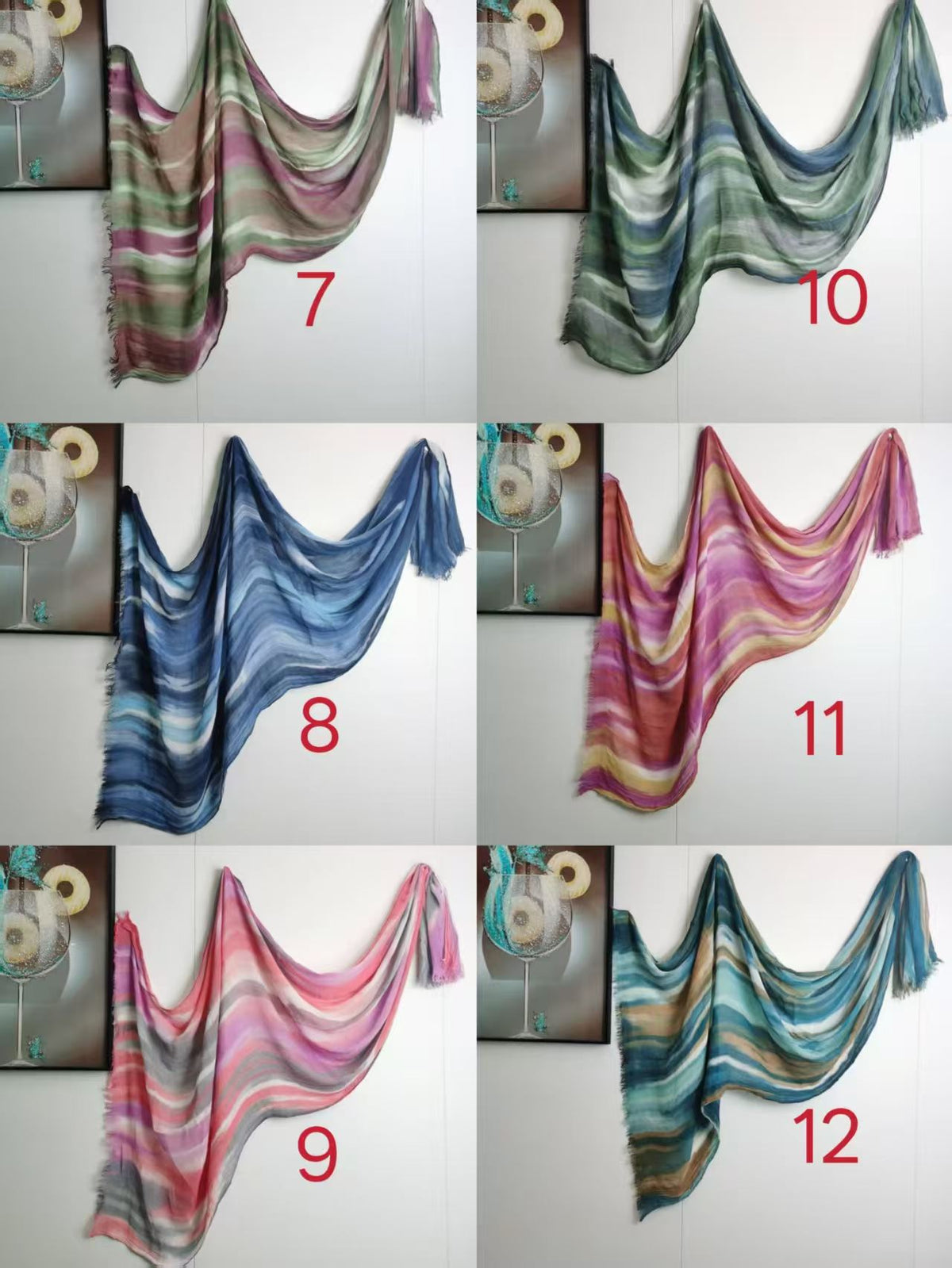 YC001  Gradient Tie-Dye Vintage Versatile Printed Modal Crinkled Hijab