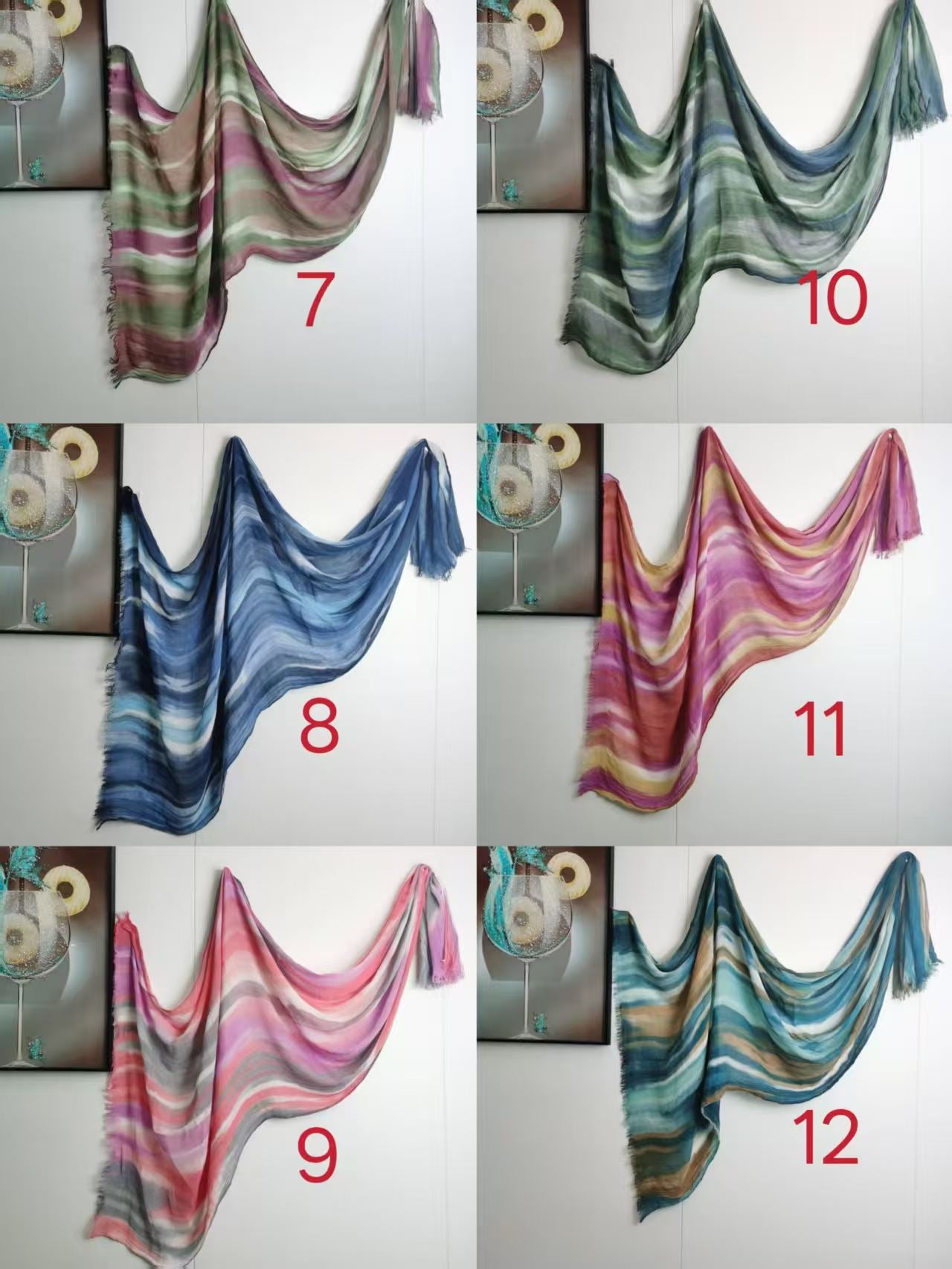 YC001  Gradient Tie-Dye Vintage Versatile Printed Modal Crinkled Hijab