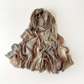 SS007  Gradient Rainbow Collection Short Tassel Crinkled Hijab