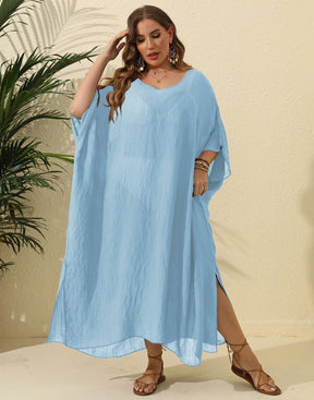 F799   Solid color loose beach slit maxi skirt