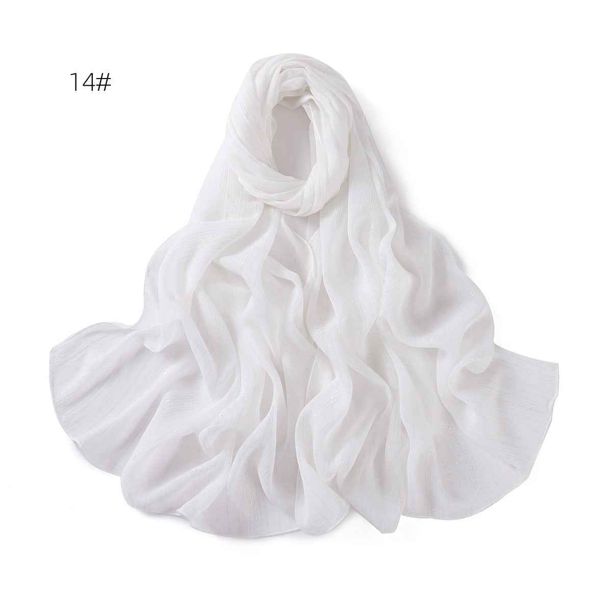 YZ175  Plain Lurex Chiffon Hijab with Fine Pleats