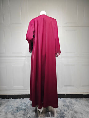 MQ255  Elegant Lace Trim Long Dress Cardigan